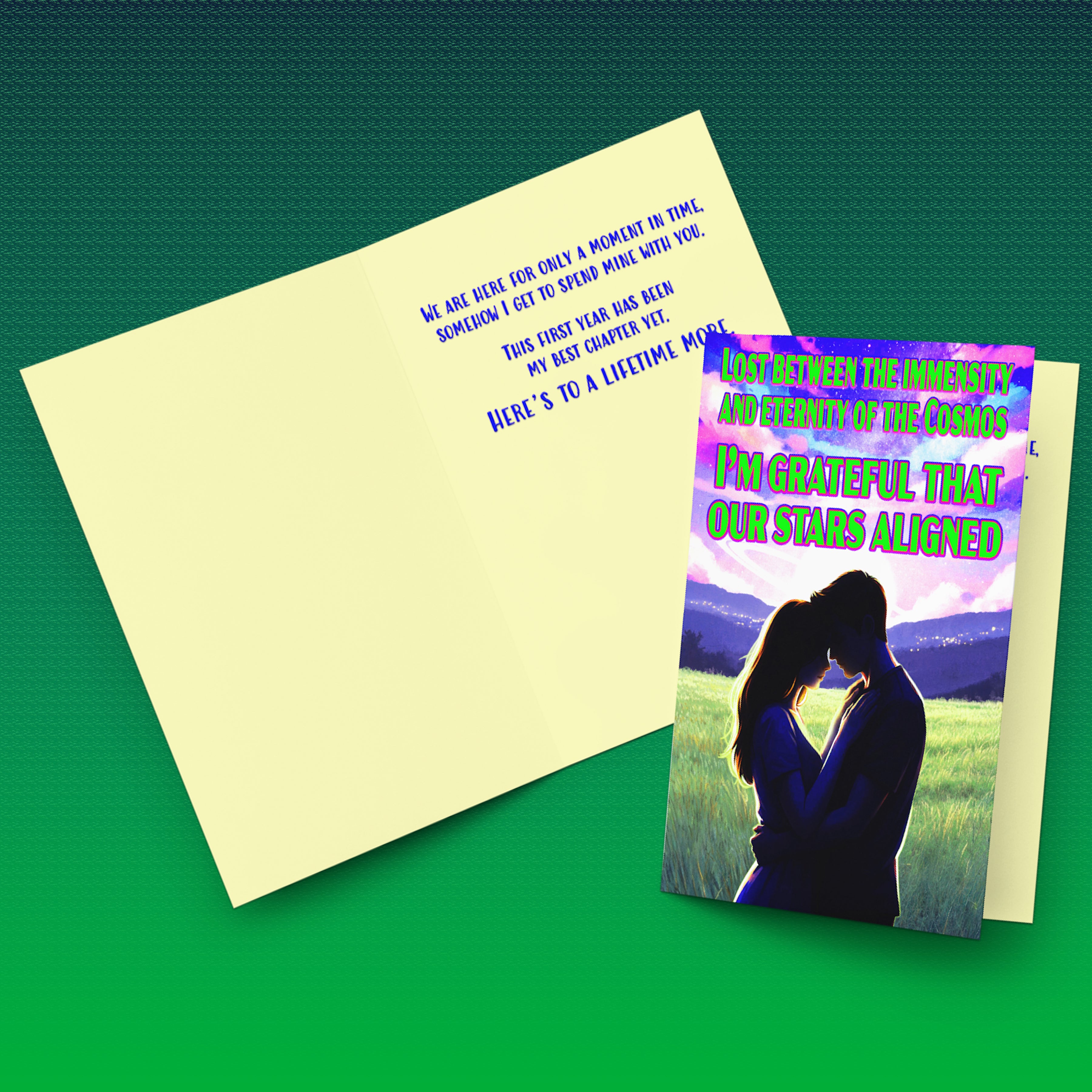 One Year Anniversary Card – Romantic Cosmic Love Card