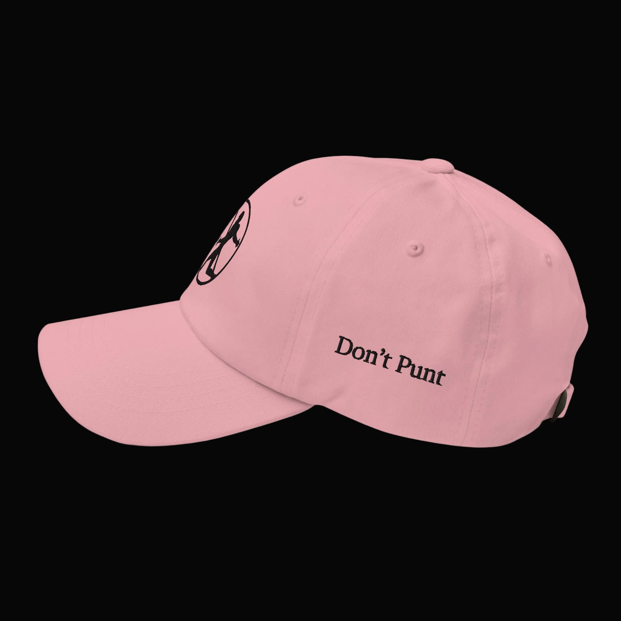 Don't Punt poker dad hat in pink side view - funny Texas Hold'em cap for poker players