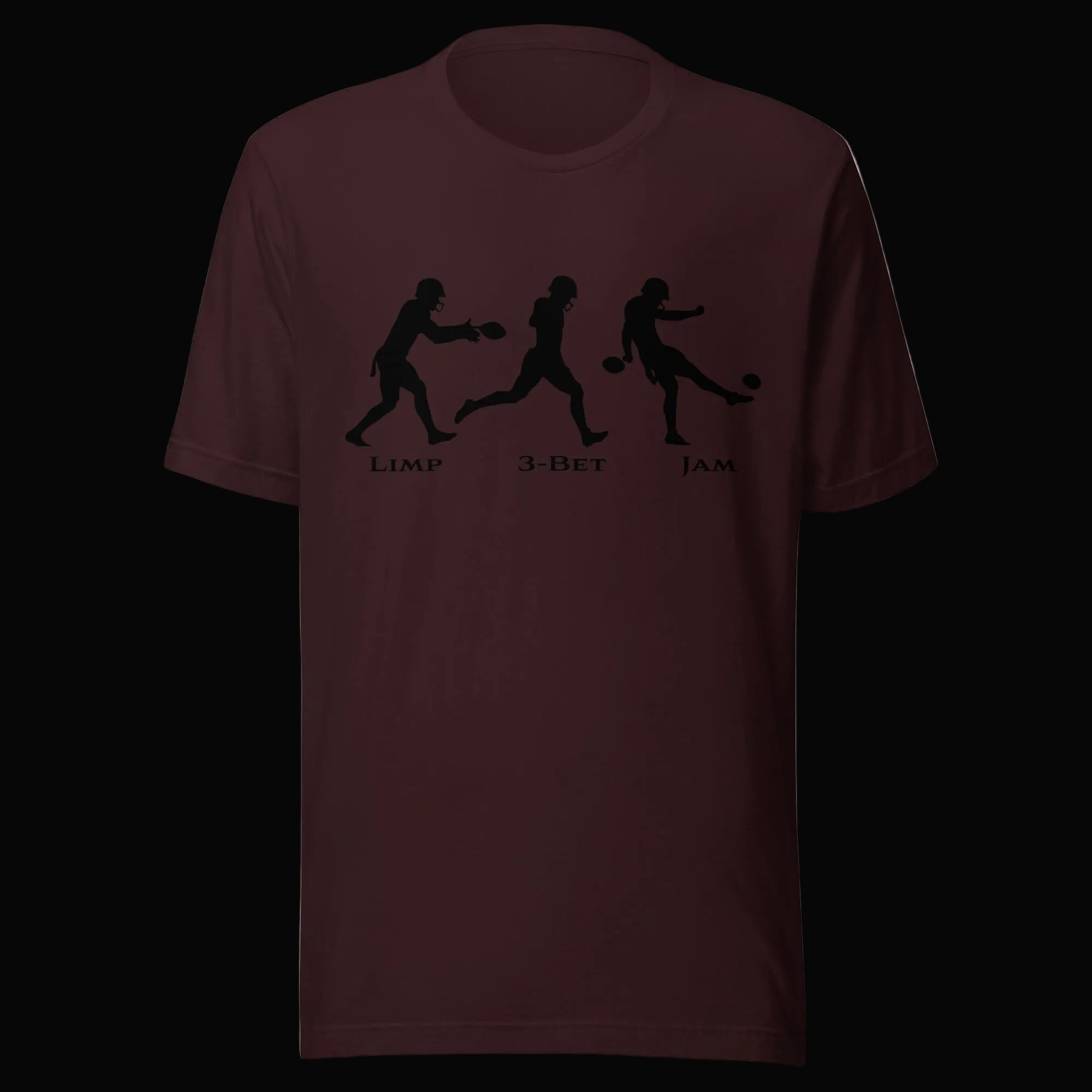 Don't Punt poker t-shirt in oxblood black - funny Limp 3-Bet Jam tee for poker players