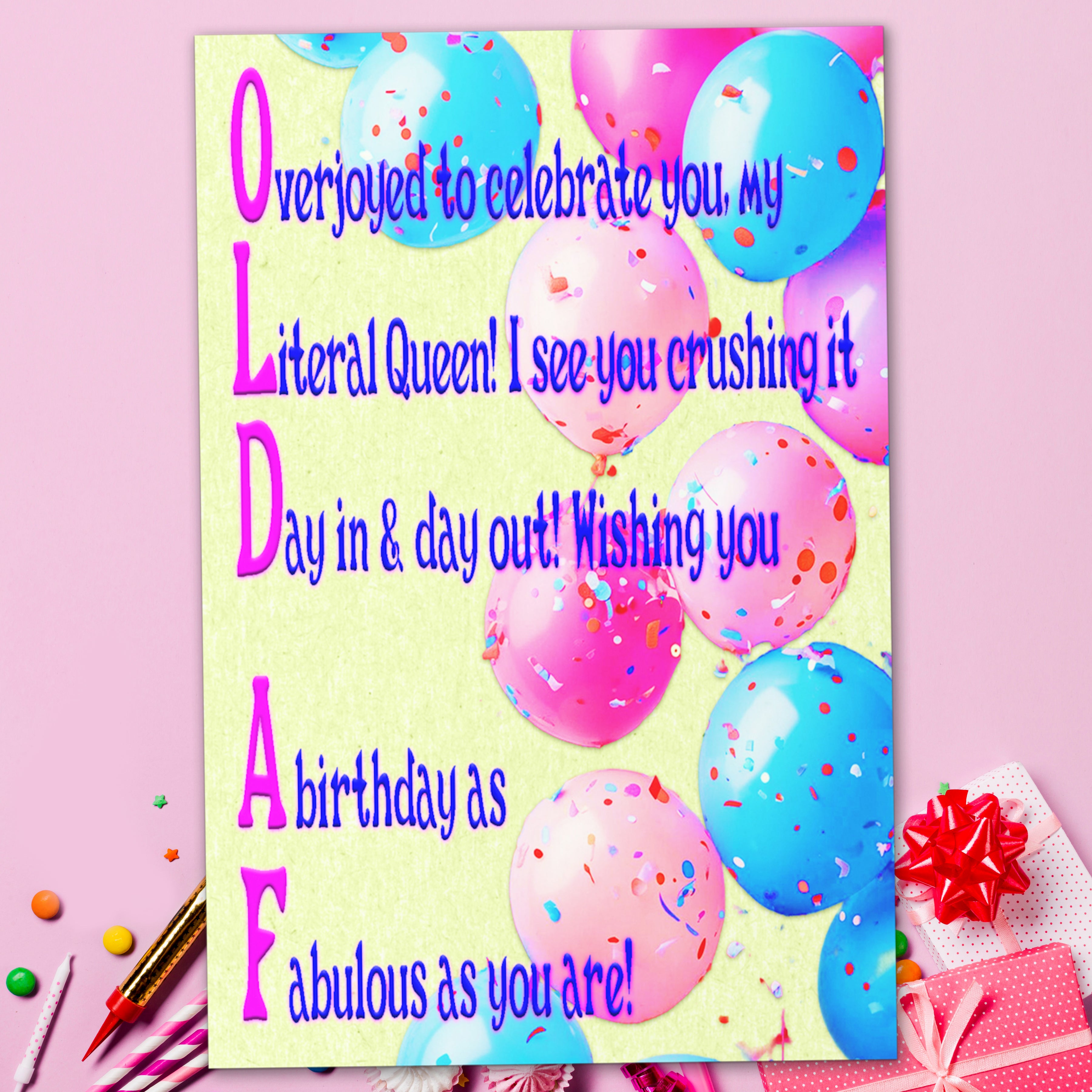 Birthday Queen Card – Funny Birthday Card for Her