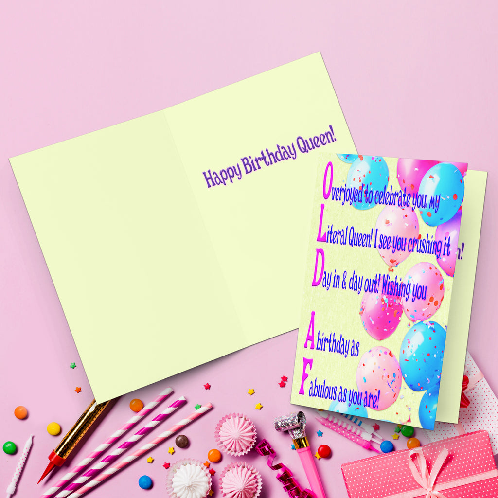 Birthday Queen Card – Funny Birthday Card for Her